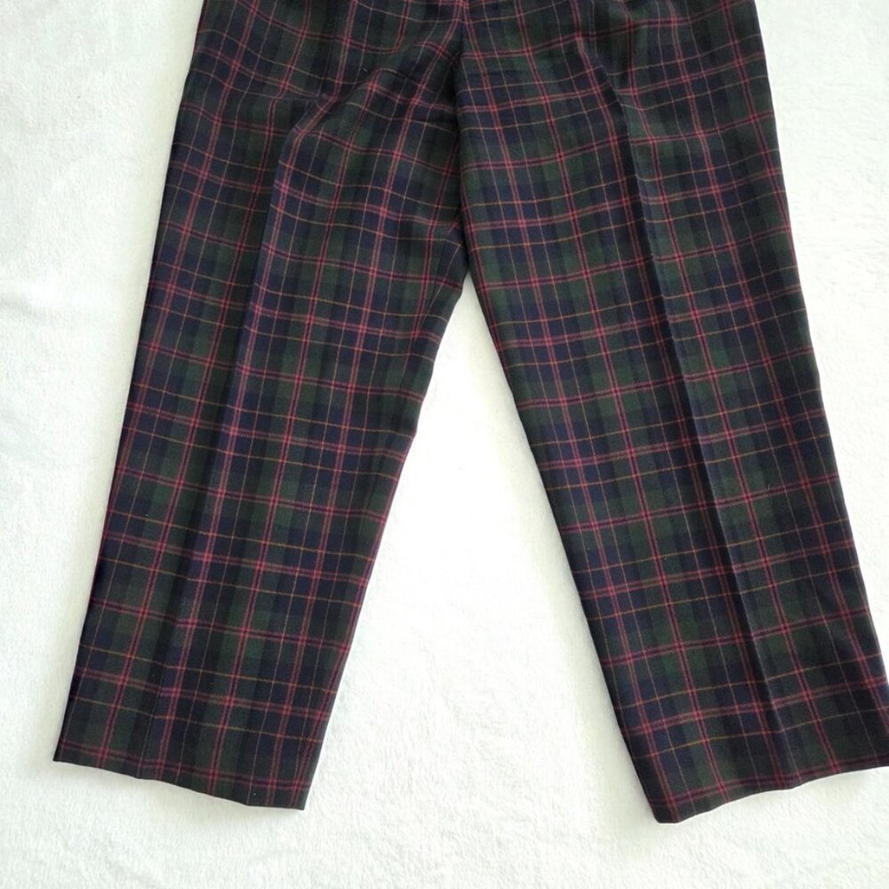 Vtg Wool Plaid Pants Size 12 Old Money Heritage Preppy‎ Straight Leg High Waist - Picture 4 of 13